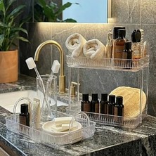 Hakay Şeffaf Banyo Düzenleyici Organizer - Iki Katlı Set