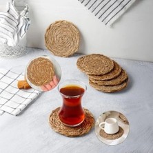 Hakay El Yapımı Yuvarlak Hasır Bardak Altlığı - 10 Cm, 6 Adet