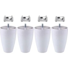 Hakay 4 Adet Oval Plastik Ayak - 12 cm Beyaz Mobilya Ayağı