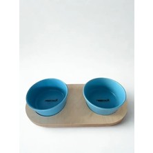 Hakay Mavi Renkli 16 cm Çift Tablalı Seramik Mama Kabı