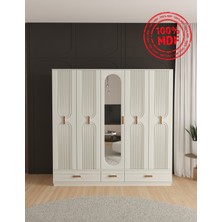 T&B Venüs 5 Kapaklı Çekmeceli Bazalı Gardırop - Tamamı Mdf