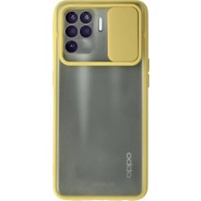 Cash Dukkan Newface Oppo Reno 5 Lite Kılıf Palm Buzlu Kamera Sürgülü Silikon - Sarı