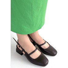 Evyora Liva Kahverengi Cilt Topuklu Ayakkabı