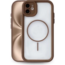 Fenza iPhone 12 Uyumlu Kamera Korumalı Magsafe Wireless Şarj Özellikli Mat Silikon Haki Renkli Silikon Tel