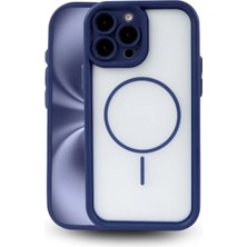 Fenza iPhone 15 Pro Uyumlu Kamera Korumalı Magsafe Wireless Şarj Özellikli Mat Silikon Lacivert Renkli Sil