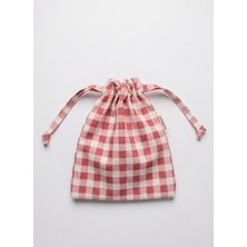 Sumicorn Design Pembe Pötikareli Çevre Dostu Bez Keten Büzgülü Ipli Çanta Içi Düzenleyici,kese,makyaj Çantası