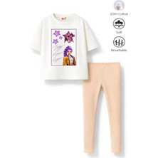 Belya Kids Wear Kız Çocuk Tam Kalıp Üst Oversize Alt Taytlı Hun Tasarım4 Alt Üst Takım