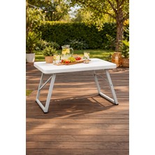 Belirtilmemiş Katlanır Masa Plastik Bahçe Balkon Piknik Masası Taşınabilir Kamp Masası 70 Boy 49 En Katlanabilir Portatif Masa Beyaz Xl L M