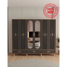 T&B Venüs 6 Kapaklı Çekmeceli Gardırop - Tamamı Mdf