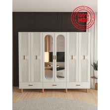 T&B Venüs 6 Kapaklı Çekmeceli Gardırop - Tamamı Mdf