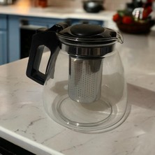 PremiumPort 1.5 Lt Çelik Süzgeçli Cam Demlik, Isıya Dayanıklı, Şık ve Pratik Kullanım