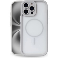 Fenza iPhone 16 Pro Max Uyumlu Kamera Korumalı Magsafe Wireless Şarj Özellikli Mat Silikon Gri Renkli Sili