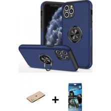 İlk El Grup Ieg™ iPhone 11 Pro Max Kılıf Odak Form Prime - Siyah 34D Izgaralı Cam + Sarı Renkli Kamera Lens Koruma Cam