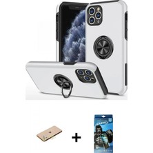 İlk El Grup Ieg™ iPhone 11 Pro Max Kılıf Odak Form Prime - Siyah 34D Izgaralı Cam + Sarı Renkli Kamera Lens Koruma Cam