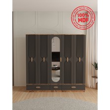 T&B Venüs 5 Kapaklı Çekmeceli Bazalı Gardırop - Tamamı Mdf