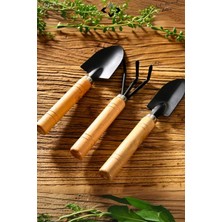 Liground 3’lü Mini Bahçe Seti Kürek Tırmık Çapa El Aletleri Saksı, Balkon ve Çiçek Dikim Bahçe Malzemeleri