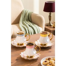 Perotti 16994 Fine Altın Yaldızlı Porselen 6 Kişilik Fincan Seti 12 Parça Türk Kahvesi Fincanı TAKIMI-75ML