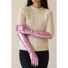 Markaon Üreticiniz Uzun Boy Ekstra Parlak Saten Eldiven Pembe Renk Nessiworld YN1348