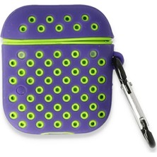 Markaon Üreticiniz Newface Apple Airpods 3 (3.nesil) Spor Delikli Kılıf - Lila-Yeşil YN1348