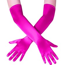 Markaon Üreticiniz Nessiworld Uzun Boy Ekstra Parlak Saten Eldiven Fuşya Renk YN1348