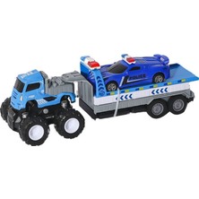 Markaon Üreticiniz KLX600-361 Sürtmeli Die Cast 4x4 Polis Arabası Taşıyıcılı -Vardem YN1348