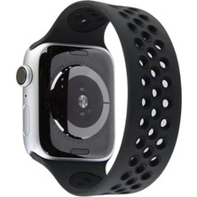 Markaon Üreticiniz Newface Apple Watch 38MM Ayarlı Delikli Silikon Kordon - Siyah-Siyah YN1348