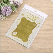 Markaon Üreticiniz   altın Gold Renk Dikdörtgen Kesim Parlak Sim Görünümlü Fon Perde Dekor 1x2 Metr