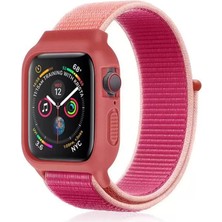 Markaon Üreticiniz Newface Apple Watch 42MM Hasırlı Cırtcırtlı Kasalı Kordon - Mor YN1348