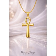 Voyage Accessory Minimal Paslanmaz Çelik Yaşam Sembolü Altın Renk Ankh Kolye