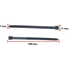 Gutsy Plastik Cırt Kelepçe 15 cm x 7 mm Siyah | Ağır Hizmet | Kablo Bağı | 100 Adet