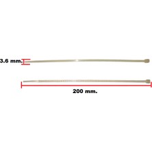 Gutsy Plastik Cırt Kelepçe 20 cm x 3.6 mm Beyaz | Kablo Bağı | 100 Adet