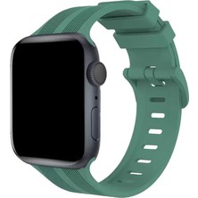 Markaon Üreticiniz Newface Apple Watch 38MM KR408 Çizgili Silikon Kordon - Yeşil YN1348