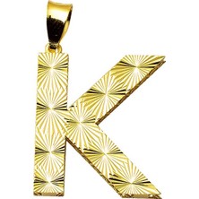Bilezikci K Harfi 3 Boyutlu Altın Kolye Ucu