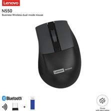 Lenovo N550 Bluetooth + 2.4 Ghz USB Alıcılı Kablosuz Dual Modlu Sessiz Mouse Siyah