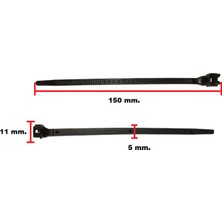 Gutsy Plastik Kelepçe 11 mm Geniş Kilit Kafalı - 15 cm x 5 mm Siyah (10 Adet)