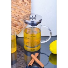 PremiumPort Borosilikat Cam French Press Demlik ve Ölçü Kabı 600 ml 3'ü Birlikte