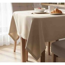 Yarımada Kadın Kooperatifi Arımada Kadın Kooperatifi Duck Keten Piko Nakışlı Masa Örtüsü - 110X170 cm - Bej/vizon