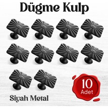 Badem10 10 Adet Güneş Kare Düğme Mat Siyah Kulp Mobilya Mutfak Dolabı Çekmece Dolap Kapak Kulb Metal
