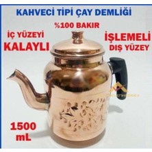 PremiumPort El Işi Bakır Demlik 1500ML, Osmanlı Tarzı, Kalaylı, Çay ve Kahve Demliği