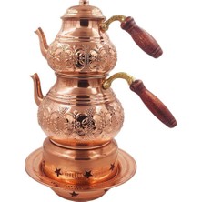 PremiumPort Bakır Çiçekli Osmanlı Tarzı Büyük Çaydanlık