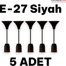 Otomeksan Porselen Bakır Siyah Renk E27 Uyumlu 5 Adet Tijli Duy Seti