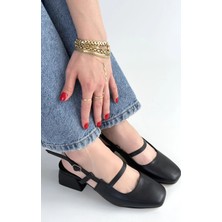 Kazax Liva Siyah Cilt Topuklu Ayakkabı