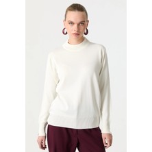 Accort Yarım Balıkçı Triko Tunik-Ekru