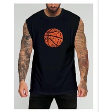 Punix Punıx Büyük Beden Motto Yazılı Basketbol Topu Baskılı Ter Tutmayan  Erkek Yazlık Kolsuz Battal T-Shırt