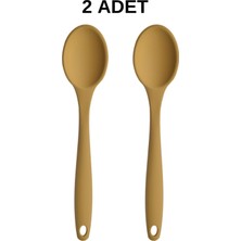 PudraLuna 2 Adet Büyük Boy Komple Silikon Kaşık 27 cm Yanmaz Yapışmaz Kaşık