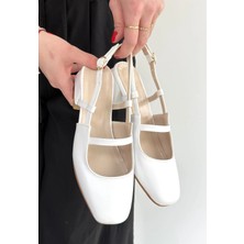 Kazax Liva Beyaz Cilt Topuklu Ayakkabı