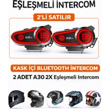 Qasul 2’li Motosiklet Intercom Bluetooth Kulaklık IP67 Su Geçirmez Otomatik Çağrı LED Işık A30