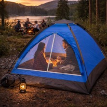 By Nevser® 3 Kişilik Manuel Kamp Çadırı – Düz Kapılı Outdoor Aile, Doğa, Piknik ve Kamp Çadırı 200X150X110 cm