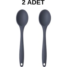 PudraLuna 2 Adet Büyük Boy Komple Silikon Kaşık 27 cm Yanmaz Yapışmaz Kaşık