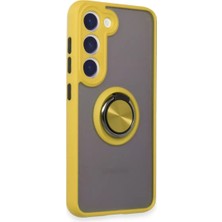 Decostyle Newface Samsung Galaxy S23 Kılıf Montreal Yüzüklü Silikon Kapak - Sarı